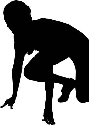 Silhouette of female runner on transparent background athletics concept