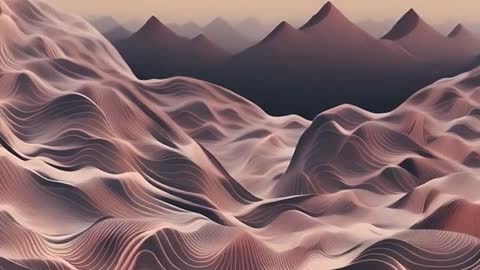 Abstract Mountain Landscape with Flowing Lines Illustration