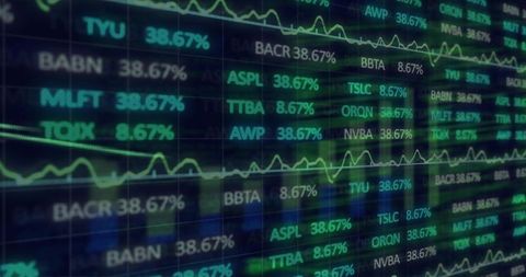 Dynamic Stock Ticker Display with Neon Financial Analytics