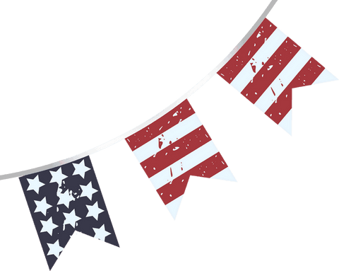 Vintage americana pennants on transparent background
