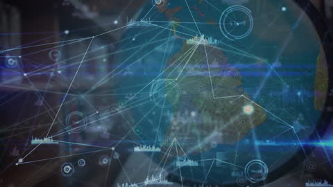 Global Connectivity Concept Overlaid on Globe in Library