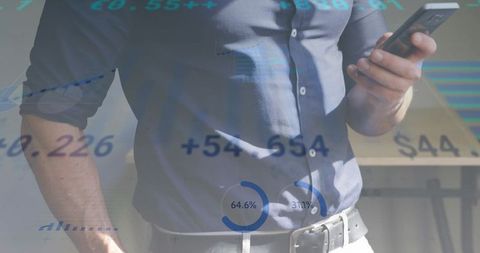 Professional man analyzing financial data on smartphone