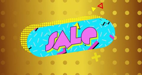 Vibrant Retro Style Sale Banner on Gold Background