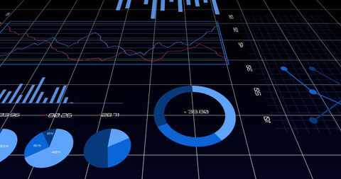 Dynamic Financial Graphs and Charts on Digital Grid Display - Download Free Stock Images Pikwizard.com