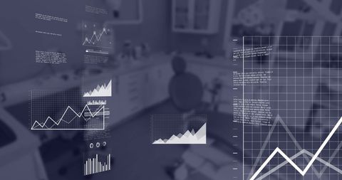 Data And Graphs Overlayed on Office Background - Download Free Stock Images Pikwizard.com