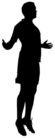 Silhouette of man jumping high on transparent background