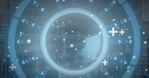 Futuristic digital interface with concentric rings