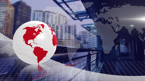 Global Data Processing Concept with Globe and City Traffic Fusion