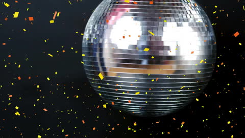 Festive Mirror Disco Ball with Falling Confetti