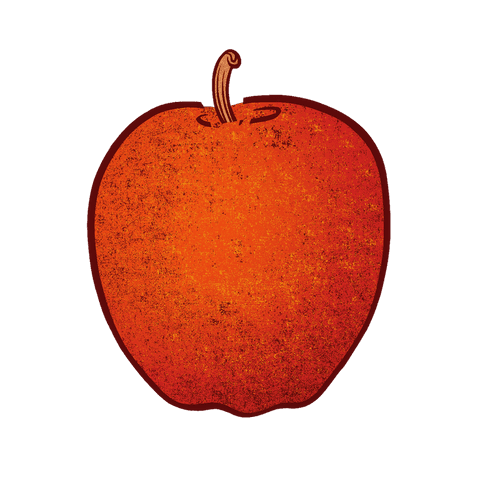 Ripe Red Apple in Minimalist Design on Transparent Background