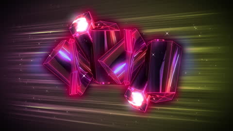 Abstract Animation of Crystals with Neon Light Effects