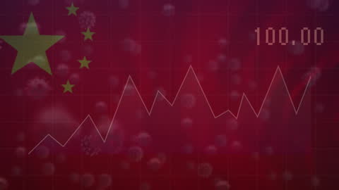 Rising Economic Data Line over Chinese Flag