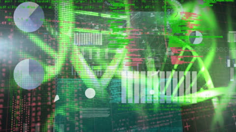 Digital Data Processing Over Glowing Screens Animation