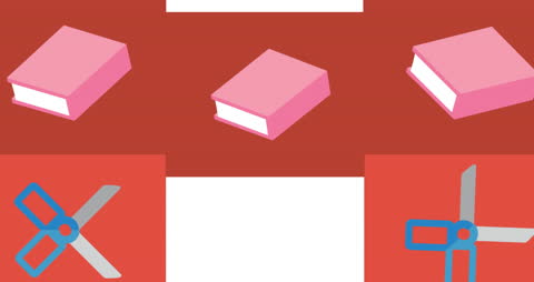 Colorful Animated Books and Scissors Concept Illustration
