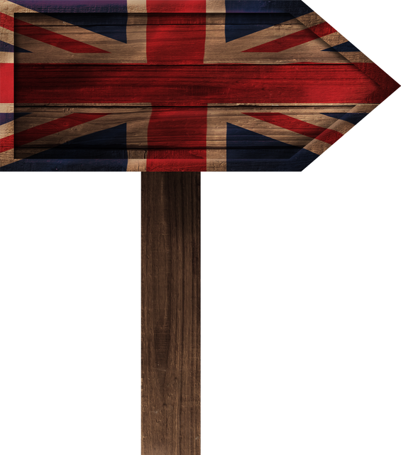 Transparent Wooden Direction Sign with UK Flag Design - Download Free Stock Videos Pikwizard.com