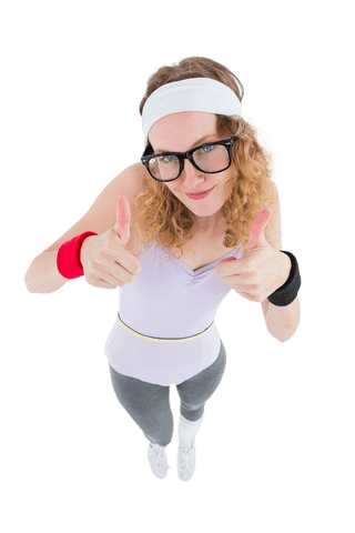 Transparent Fitness Hipster Giving Thumbs Up with a Charming Smile