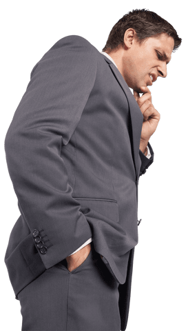Transparent businessman pondering decision making concept