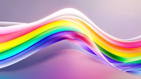 Vibrant Multicolored Ribbons Flowing Across Pastel Space