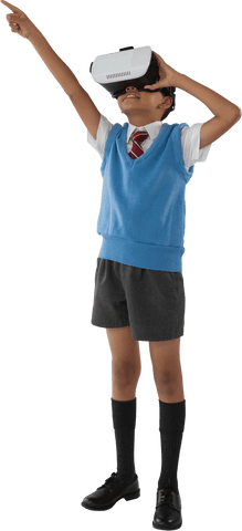 Schoolboy Experiencing Virtual Reality in Uniform with Transparent Background - Download Free Stock Videos Pikwizard.com