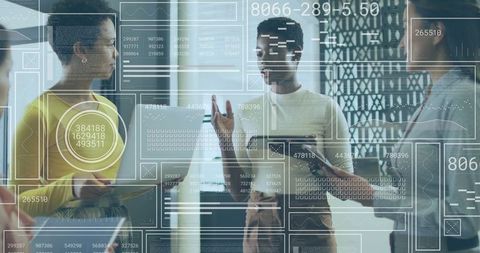 Team Collaboration on Digital Data Analytics in Modern Office