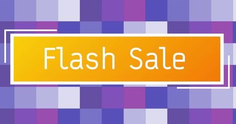 Flash Sale Announcement on Retro Purple Geometric Background