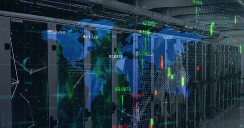 Global Connectivity with Digital Map Overlay in Data Center - Download Free Stock Images Pikwizard.com