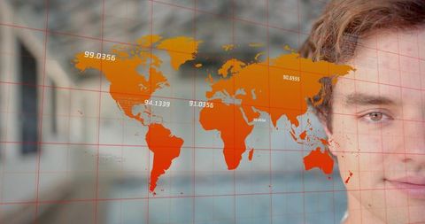 Global data analysis with transparent world map