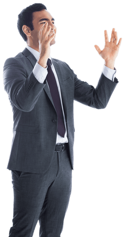Stressed Businessman Gesturing with Transparent Background