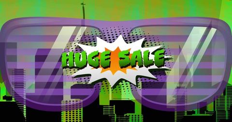 Huge Sale Promotion with Pop Art Style Shades and Text