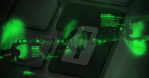 Glowing Green Cybersecurity Chain and Lock with Digital Security Themes - Download Free Stock Images Pikwizard.com