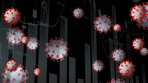 Virus Cells Overlaying Digital Data Analytics Interface