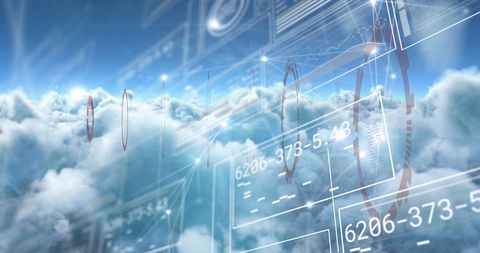 Digital Data Interface Overlay on Cloudy Sky - Download Free Stock Images Pikwizard.com
