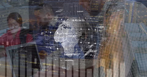 Futuristic Global Financial Overview with Data Visualization