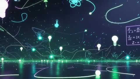 Futuristic Digital Network with Lightbulb Icons and Pulsing Nodes
