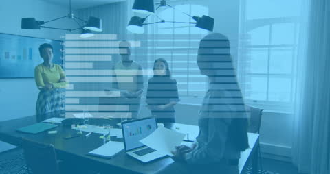 Diverse Team Discussing Financial Charts in Modern Office