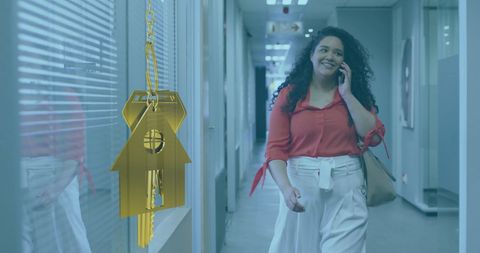 Businesswoman Discussing Real Estate Opportunities on Phone