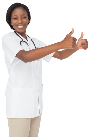 Confident African American Female Doctor with Thumbs Up on Transparent Background - Download Free Stock Videos Pikwizard.com