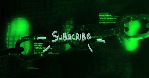 Glowing Neon Chain Link with Futuristic Subscribe Element