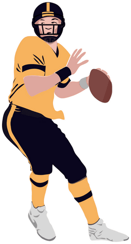 Quarterback positioned to throw football transparent background