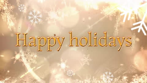 Festive Holiday Greeting with Snowflakes and Golden Bokeh