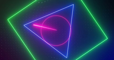 Vibrant Neon Geometric Shapes with Laser Effects on Black Background - Download Free Stock Images Pikwizard.com