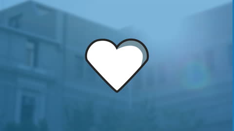 Heart Icon Over Cityscape Animation for Social Media