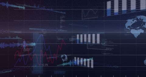 Digital Graph Interface on Global Technology Background - Download Free Stock Images Pikwizard.com