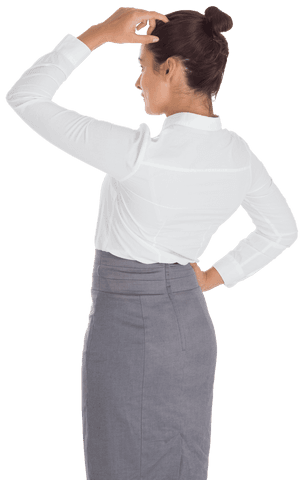 Caucasian Businesswoman Thinking Isolated Transparent Background