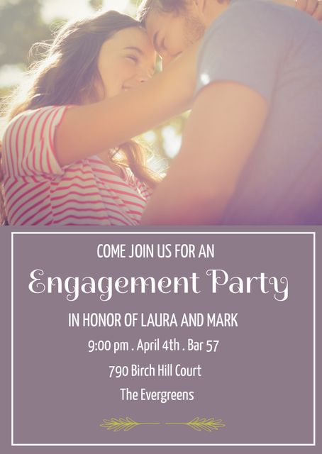 Romantic Engagement Party Invitation With Loving Couple - Download Free Stock Templates Pikwizard.com