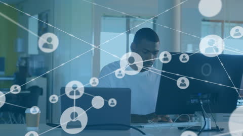 Businessman Engaged in Networking with Connection Overlay