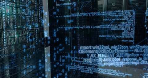 Futuristic Data Processing with Digital Display in Server Room - Download Free Stock Images Pikwizard.com