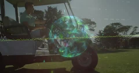 High-Tech Golf Cart Analyzing Lawn with Advanced Technology