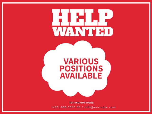 Bold Help Wanted Recruitment Advertisement Red Background - Download Free Stock Templates Pikwizard.com