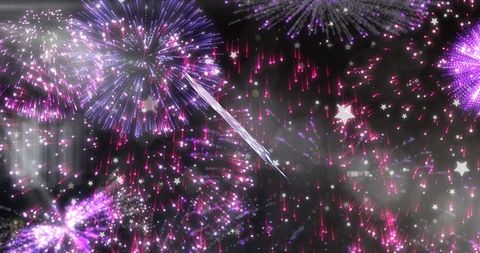 Vibrant Fireworks Display with Happy New Year Text - Download Free Stock Images Pikwizard.com